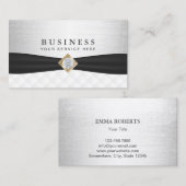 Carte De Visite Planification d'événements Silver moderne et ruban (Devant / Derrière)