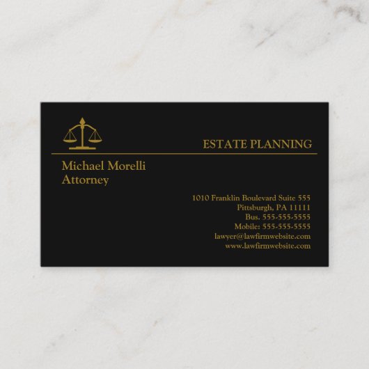 Carte De Visite Planification immobilière - Noir | Or (Devant)