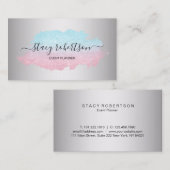 Carte De Visite Planificatrice bleue et rose moderne élégante de (Devant / Derrière)