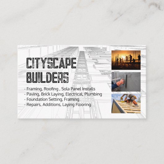 Carte De Visite Plans d'architecte | Entrepreneurs de construction (Devant)