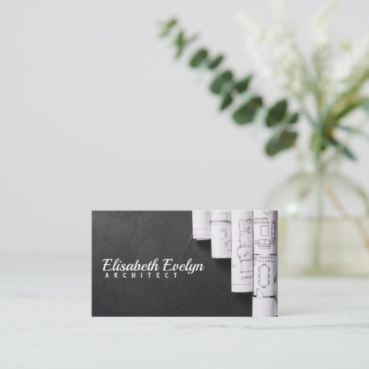 Carte De Visite Plans sur table noire (Debout devant)
