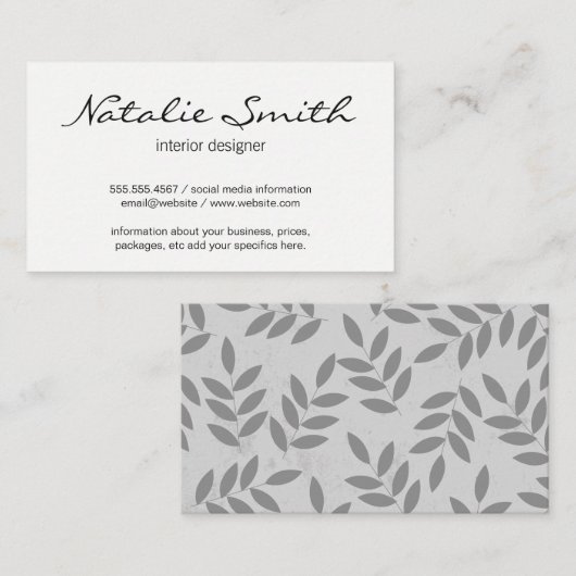 Carte De Visite Plante (Devant / Derrière)