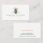Carte De Visite plante broméliade . aménagement simple blanc (Devant / Derrière)
