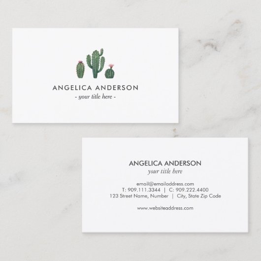 Carte de visite Plante de Cactus (Devant / Derrière)