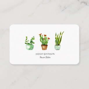 Carte De Visite Plante de la maison aquarelle   Home sitting Busin