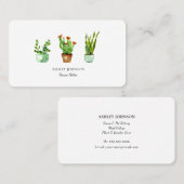 Carte De Visite Plante de la maison aquarelle | Home sitting Busin (Devant / Derrière)
