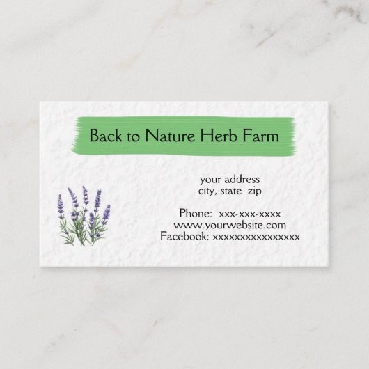 Carte De Visite Plante de lavande (Devant)