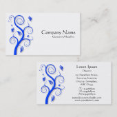 Carte De Visite Plante de Posh (Ombré) - Bleu sur Blanc (Devant / Derrière)