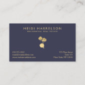 Carte De Visite Plante en Coton d'or sur Bleu Dusky (Dos)