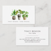 Carte de visite Plante en pot à l'aquarelle (Devant / Derrière)