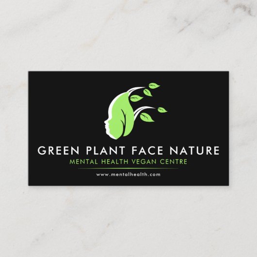 Carte De Visite Plante Face Nature Vegan noir (Devant)