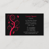 Carte De Visite Plante Posh - Rouge sur Noir (Dos)