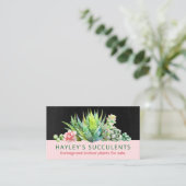 Carte De Visite Plante Succulent De Maison Noire Et Rose (Debout devant)