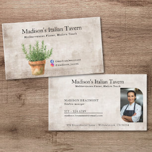 Carte De Visite Plantes rustiques en pots pour chefs ou chefs cuis