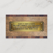 Carte De Visite Plaque à grains d'or | Cuir en bois (Dos)