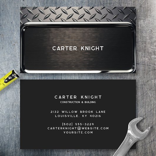 Carte De Visite Plaque d'acier diamanté noir