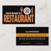 Carte De Visite Plaque de couverts orange noir blanc (Devant / Derrière)