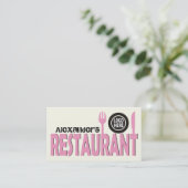 Carte De Visite Plaque de couverts rose noir blanc (Debout devant)