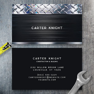 Carte De Visite Plaque de diamant en métal noir industriel