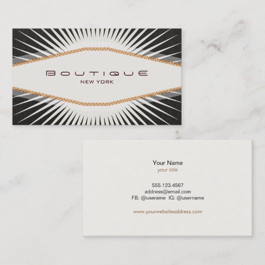 Carte De Visite Plaque de diamant noir et blanc rétro (Devant / Derrière)