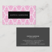 Carte De Visite Plaque de nom - Damas - Rose (Devant / Derrière)