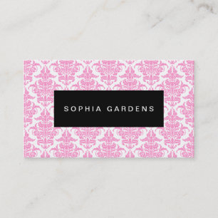 Carte De Visite Plaque de nom - Damas - Rose