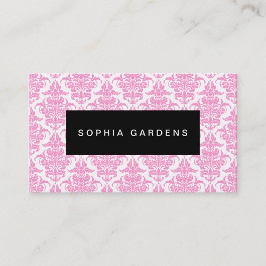 Carte De Visite Plaque de nom - Damas - Rose (Devant)