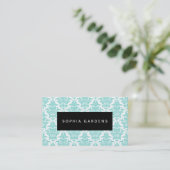 Carte De Visite Plaque de nom - Damask - Aqua (Debout devant)