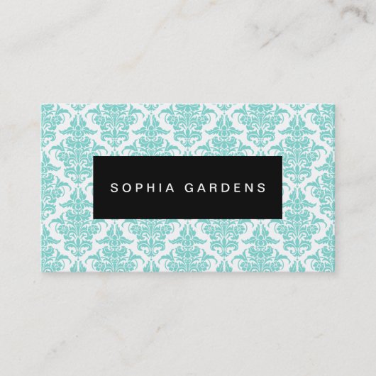 Carte De Visite Plaque de nom - Damask - Aqua (Devant)