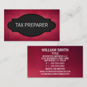 Carte De Visite Plaque de nom élégante du préparateur fiscal (Devant / Derrière)