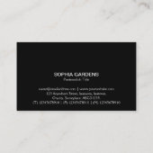 Carte De Visite Plaque de nom - Noir avec blanc (Dos)