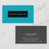 Carte De Visite Plaque de nom v2 - Noir sur Aqua 00b2ca (Devant / Derrière)