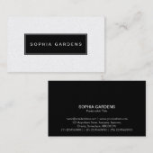 Carte De Visite Plaque de nom v2 - Noir sur blanc (Carte Or) (Devant / Derrière)