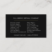Carte De Visite Plaque de plâtre Sheetrock (Dos)