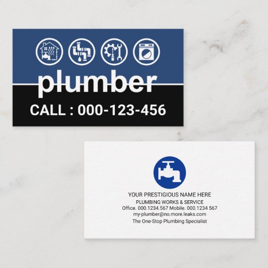 Carte De Visite Plaque de plomberie (Devant / Derrière)