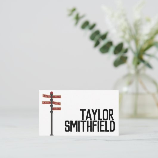 Carte De Visite plaque de rue (Debout devant)