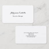Carte De Visite Plaque de soie Simple Noir Blanc Minimal manuscrit (Devant / Derrière)