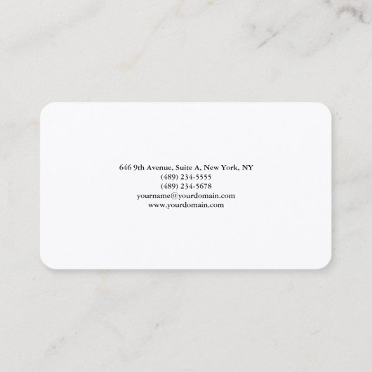 Carte De Visite Plaque de soie Simple Noir Blanc Minimal manuscrit (Dos)