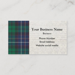 Carte De Visite Plaque de tartan bleu et vert