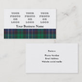 Carte De Visite Plaque de tartan bleu et vert (Devant / Derrière)