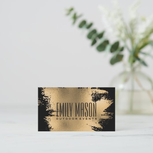 Carte De Visite Plaque d'huile d'or | Black (Debout devant)