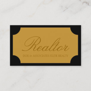 Carte De Visite Plaque d'or jaune du script de réaltor