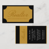 Carte De Visite Plaque d'or jaune du script de réaltor (Devant / Derrière)