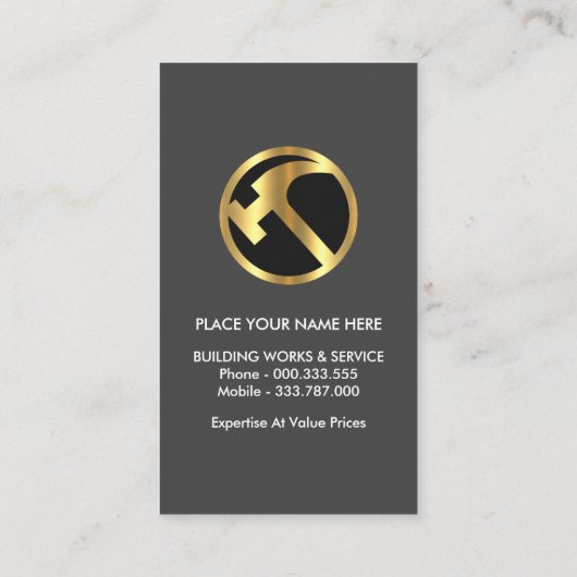 Carte De Visite Plaque en bois mural en pierre marteau doré (Dos)
