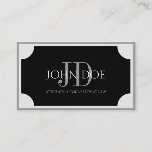 Carte De Visite Plaque noire de mandataire/frontière argentée (Devant)