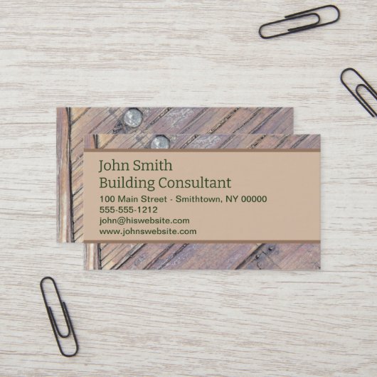 Carte De Visite Plaque texturée en bois patiné (Devant/Arrière en situation)