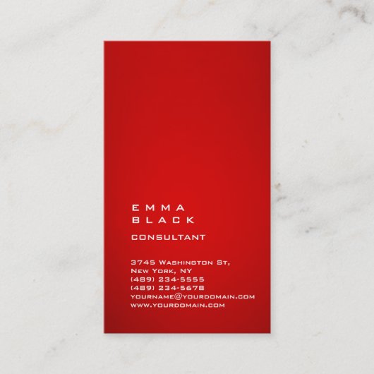 Carte De Visite Plaque verticale Impressionnant Consultant blanc r (Devant)