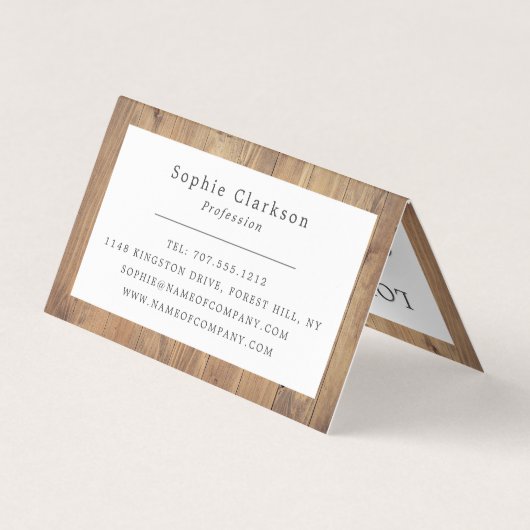 Carte De Visite Plaques Brown en bois, Double Fidélité rustique (Dos)