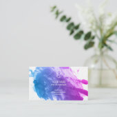 Carte De Visite Plat de peinture bleu et rose (Debout devant)