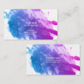 Carte De Visite Plat de peinture bleu et rose (Devant / Derrière)